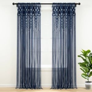 Set of 2!!!Lush decor 84*40 boho courtain navy